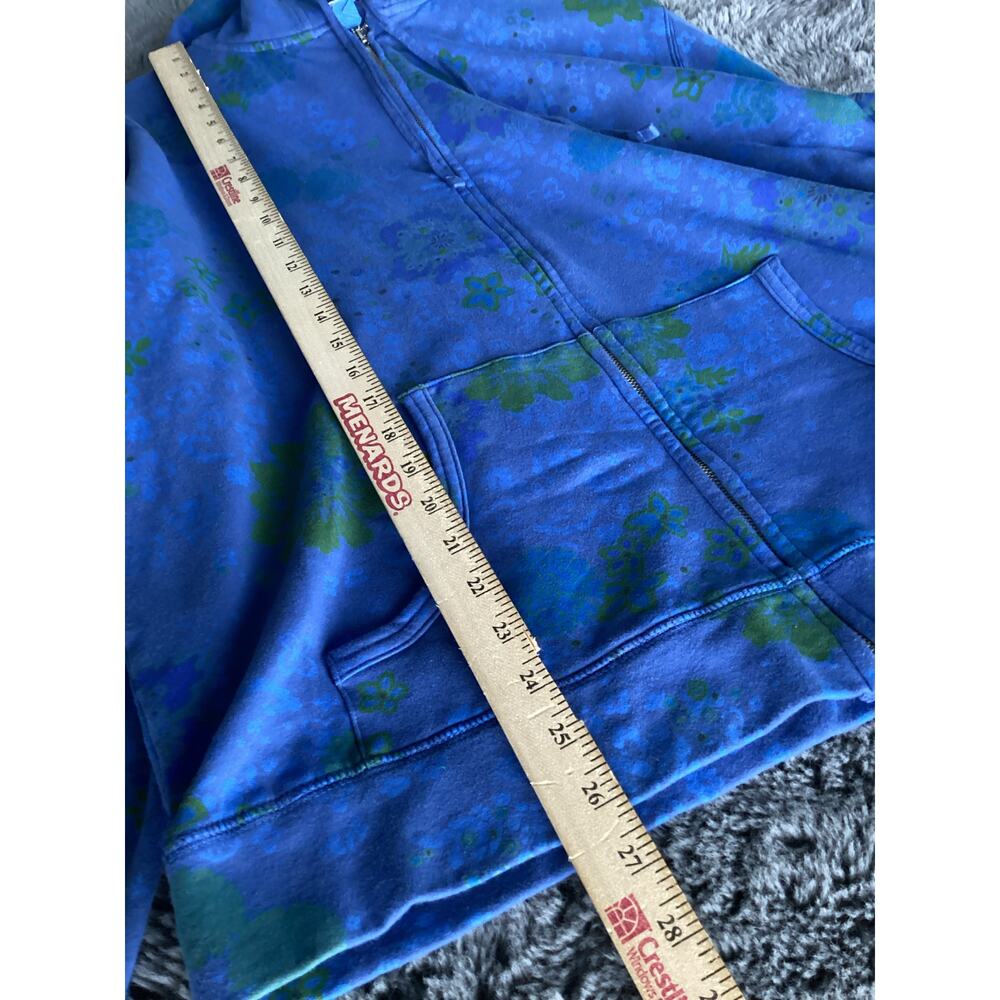 Vintage Fresh Produce Women's Floral Zip Up Kangaroo Pocket‎ Hoodie Blue Size XL - Picture 8 of 8